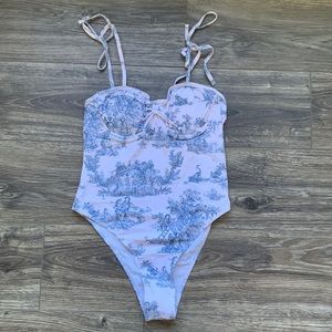 Cider Blue and White Swimsuit